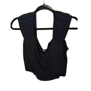 278 Wild Fable Black Sweetheart Crop Top Short Sleeve Stretchy Fitted Top